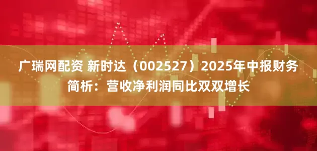 广瑞网配资 新时达（002527）2025年中报财务简析：营收净利润同比双双增长