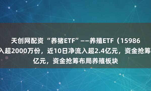 天创网配资 “养猪ETF”——养殖ETF（159865）盘中净流入超2000万份，近10日净流入超2.4亿元，资金抢筹布局养殖板块